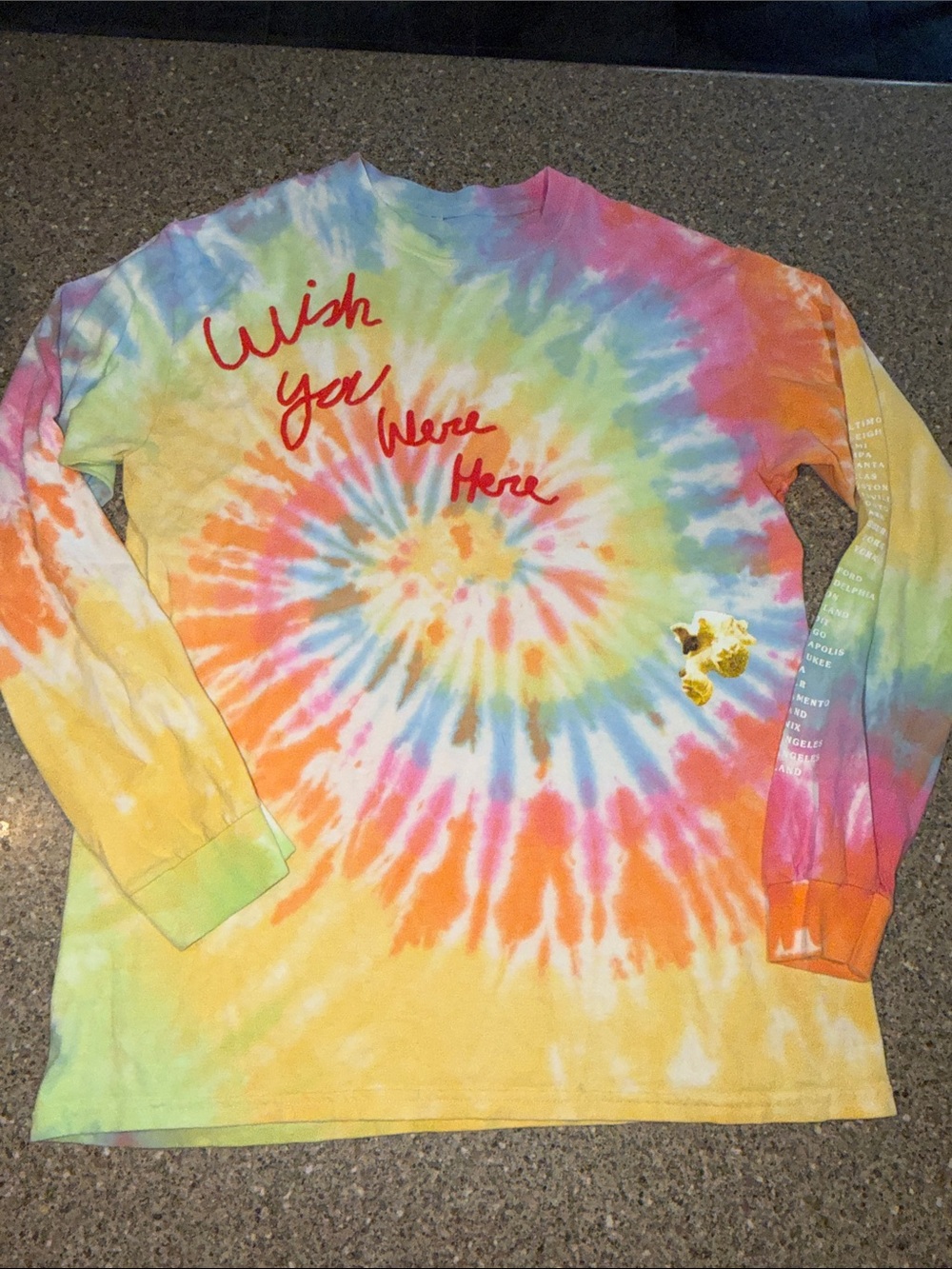 Astroworld Tie-Dye Long Sleeve Shirt "Wish You Were Here"